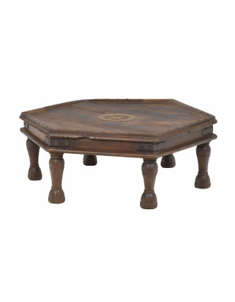 Čajový osmiboký stolek z teakového dřeva, 62x62x25cm