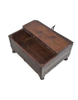 Starožitná truhlička z teakového dřeva, 40x33x19cm
