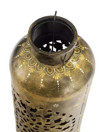 Světelná váza, kovová, ručně tepaná, ručně malovaná, 23,5x23,5x52cm