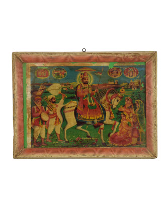 Starý obraz hinduistického božstva, Shri Ramdev Ji Maharaj, 27x2x38cm
