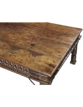 Konferenční stůl z teakového dřeva, ruční řezby, 182x104x60cm