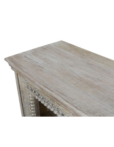Knihovna z mangového dřeva, bílá patina, 183x45x97cm