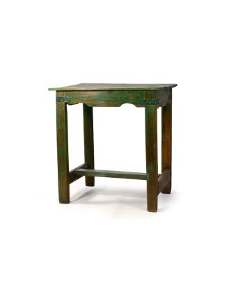 Odkládací stolek, zelená patina, teak, 61x41x65cm