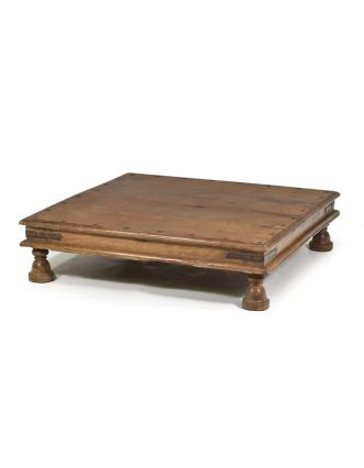 Antik rituální stolek z teakového dřeva, 77x77x19cm