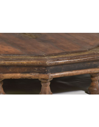 Antik rituální stolek z teakového dřeva, 84x84x18cm