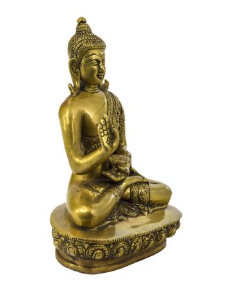 Buddha Amoghasiddhi, mosazná soška, 14x10x22cm