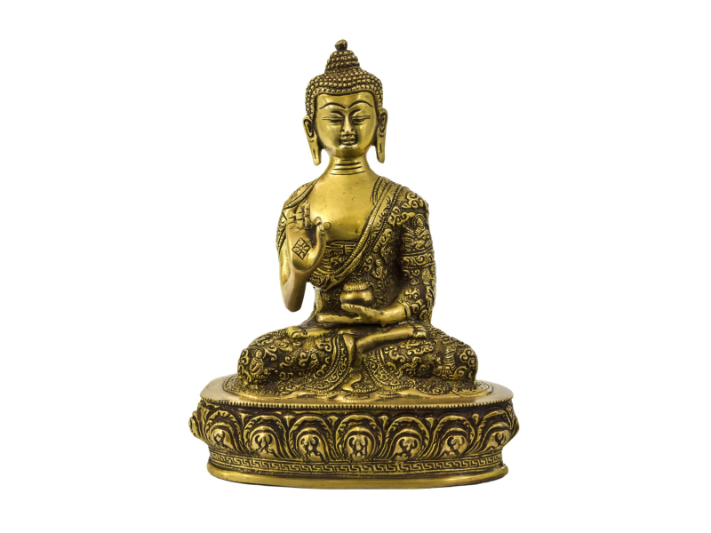 Buddha Amoghasiddhi, mosazná soška, 18x11x24cm