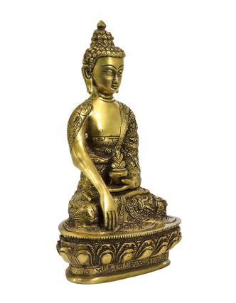 Buddha Šakjamuni, mosazná soška, 15x10x26cm