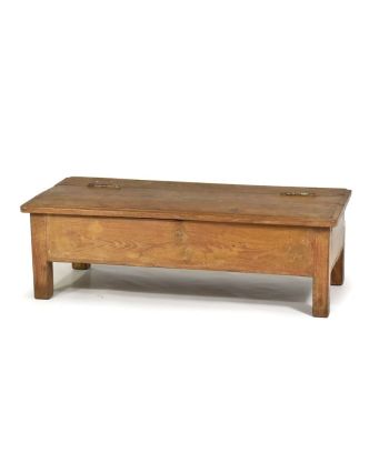 Nízký otevírací stolek z antik teakového dřeva, 92x42x30cm