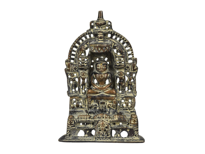 Soška Jain Mahavir, mosaz, antik patina, 8x4x12cm