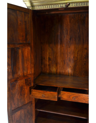 Velká skříň na oblečení z palisandrového dřeva s mosazným kováním,96x56x200cm
