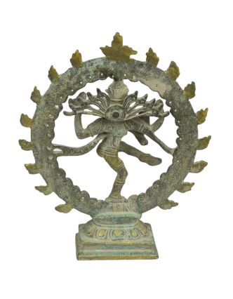 Soška Śiva Natarádža, mosaz, antik patina, 14x4x17cm
