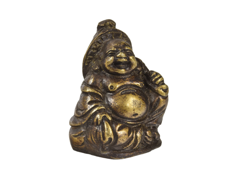 Smějící se Buddha, mosazná soška, antik úprava, 4cm