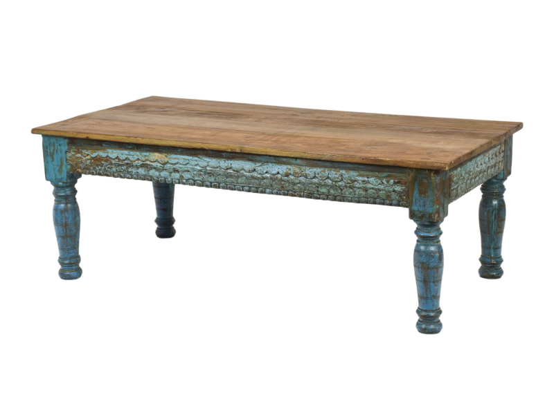 Konferenční stolek z teakového dřeva, ruční řezby, 142x72x51cm