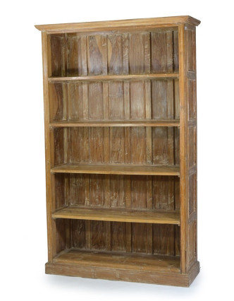 Velká knihovna z antik teakového dřeva s bílou patinou, 118x39x192cm