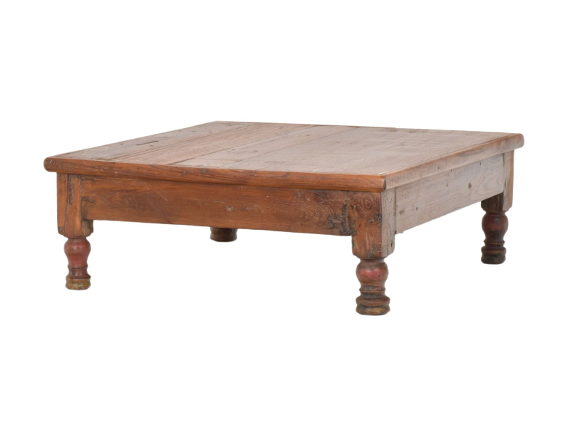 Starý čajový stolek z teakového dřeva, 51x53x19cm