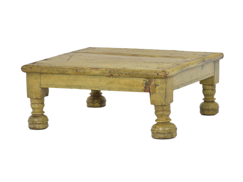 Starý čajový stolek z teakového dřeva, 47x47x19cm