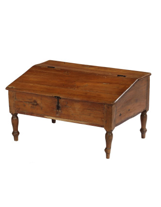 Starý kupecký stolek z teakového dřeva, 70x47x40cm
