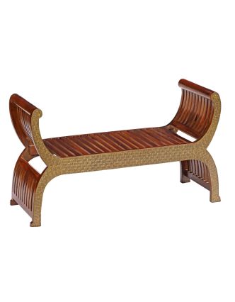 Sedátko z palisandrového dřeva, mosazné kování, 126x46x70cm
