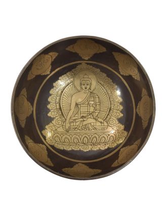 Tibetská mísa, "Gulpa", gravírovaná s designem, průměr 24cm