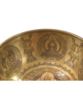 Tibetská mísa, "Gulpa", gravírovaná s designem, průměr 24,5cm