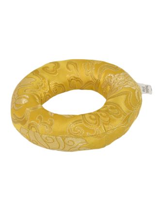 Podložka pod tibetskou mísu ze zlato-žlutého brokátu, prům. 12cm