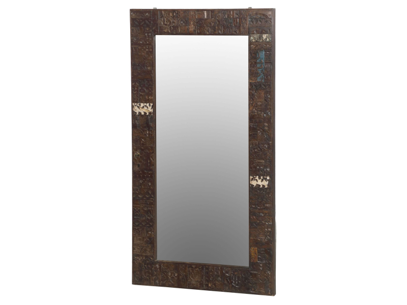 Zrcadlo v rámu ze starých dřevořezeb, 82x4x152cm
