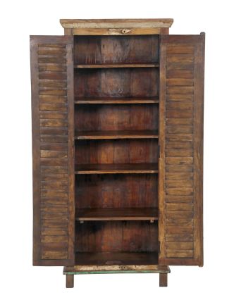 Skříň v Goa stylu z  teakového dřeva, lamelové dveře, 70x43x168cm