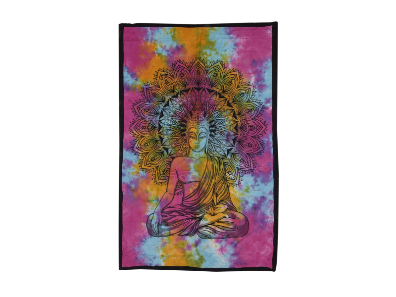 Přehoz na postel, Buddha, barevná batika, 200x140cm