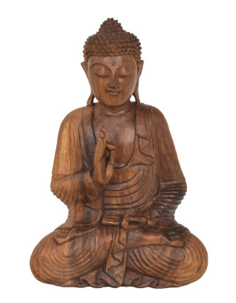 Buddha ze dřeva stromu Suar, 34x16x52cm