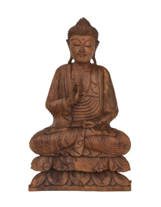 Buddha ze dřeva stromu Suar, 43x18x73cm