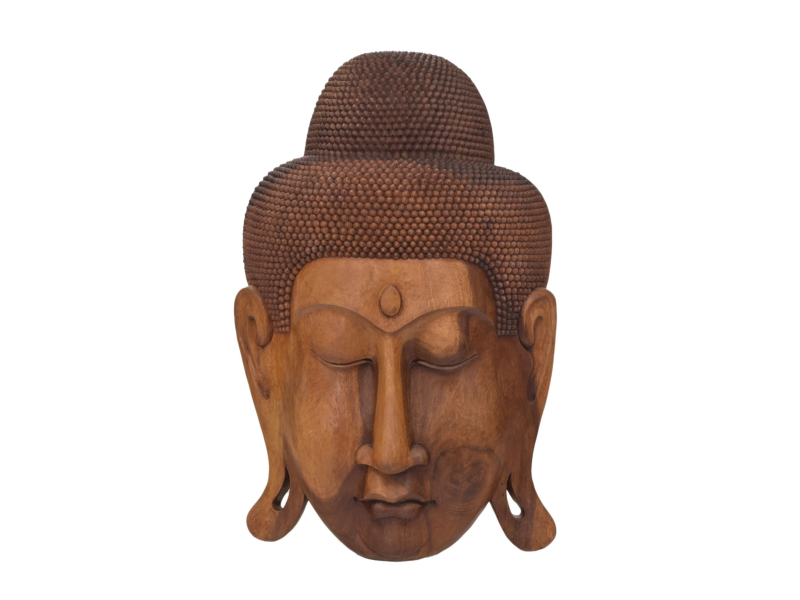 Maska Buddha ze dřeva stromu Suar, 35x39x101cm