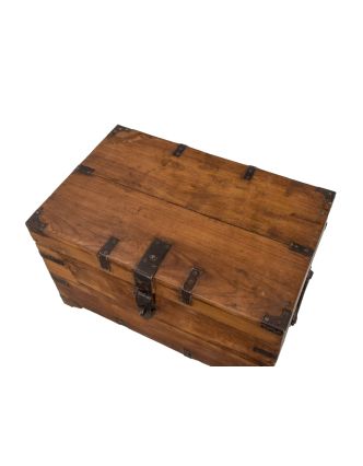Stará dřevěná truhlička z teakového dřeva, 53x34x33cm