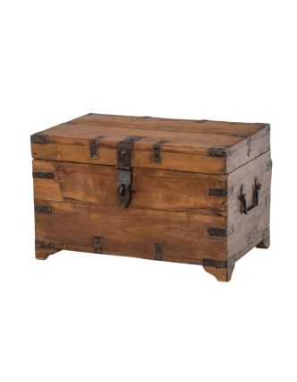 Stará dřevěná truhlička z teakového dřeva, 53x34x33cm