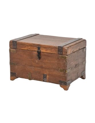 Stará dřevěná truhlička z teakového dřeva, 53x36x34cm