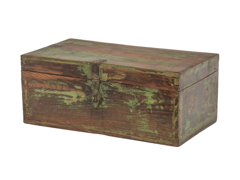 Stará dřevěná truhlička z teakového dřeva, 54x29x22cm