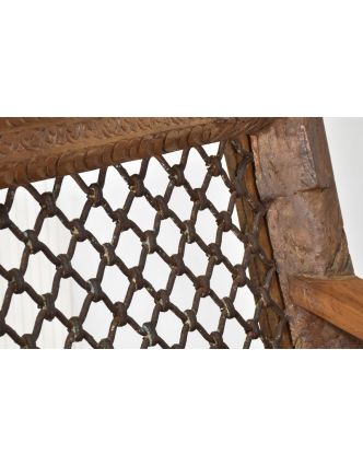 2 křesla z antik teakového dřeva a kovanou mříží, 68x75x88cm