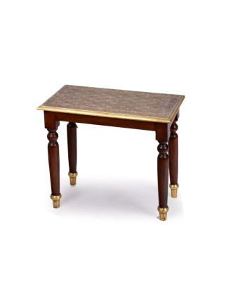Stolička z palisandrového dřeva s mosazným kováním, 60x33x52cm