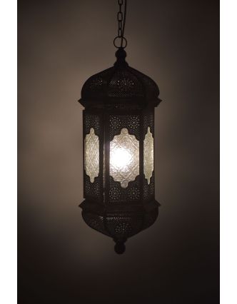 Kovová lampa v orientálním stylu, zlato-černá, sklo, 25x25x60cm