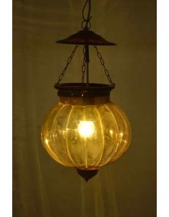 Skleněná lampa v orientálním stylu, žlutá, 22x26cm