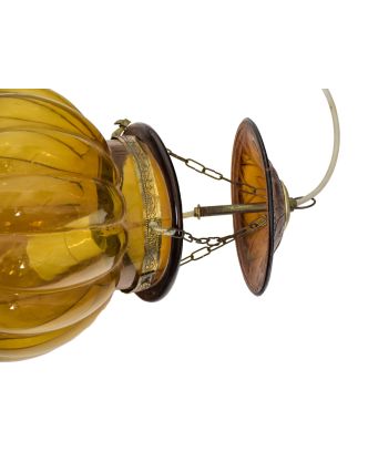 Skleněná lampa v orientálním stylu, žlutá, 22x26cm
