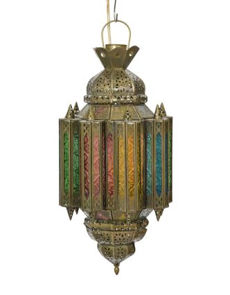 Mosazná lampa v arabském stylu, multibarevná, 26x26x50cm