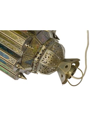 Mosazná lampa v arabském stylu, multibarevná, 26x26x50cm