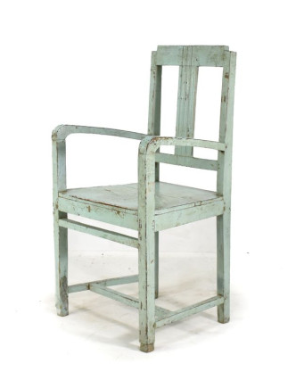Stará školní židle, modrá patina, teak,  50x43x96cm