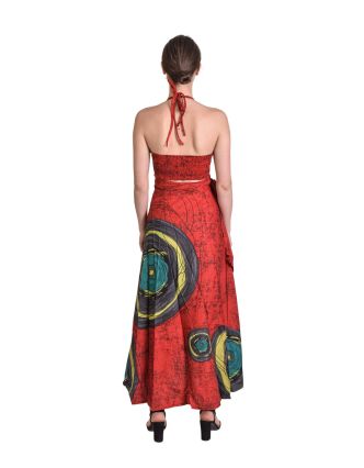 Zavinovací šaty "Flower design" na ramínka, červené