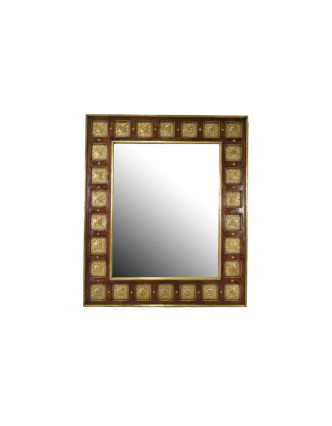 Zrcadlo v rámu zdobené kováním, palisandr,110x130x6cm