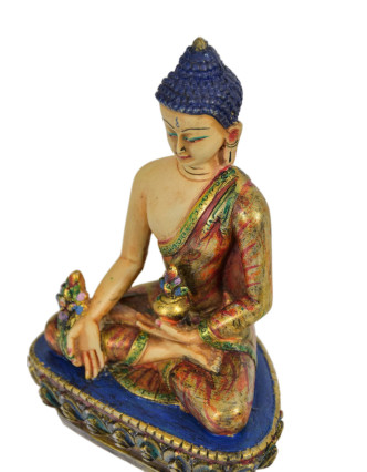 Uzdravující Buddha,  řučně malovaný, pryskyřice, 14cm