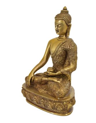 Buddha, mosazná soška, 17x11x25cm