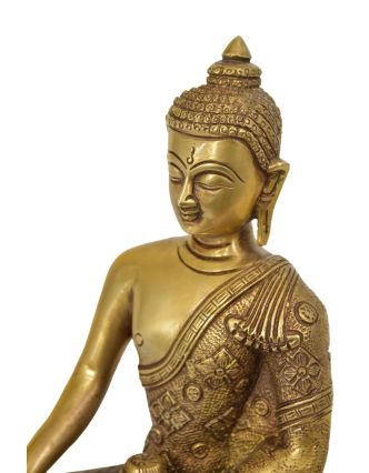Buddha, mosazná soška, 17x11x25cm
