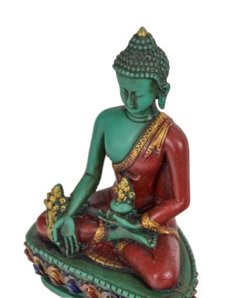 Uzdravující Buddha, tyrkysový, ručně malovaný, 14cm